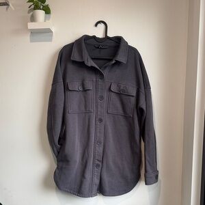 Lazypants Women’s Oversized Button Down Shacket Grey